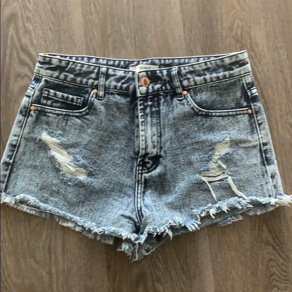 High waisted distressed shorts